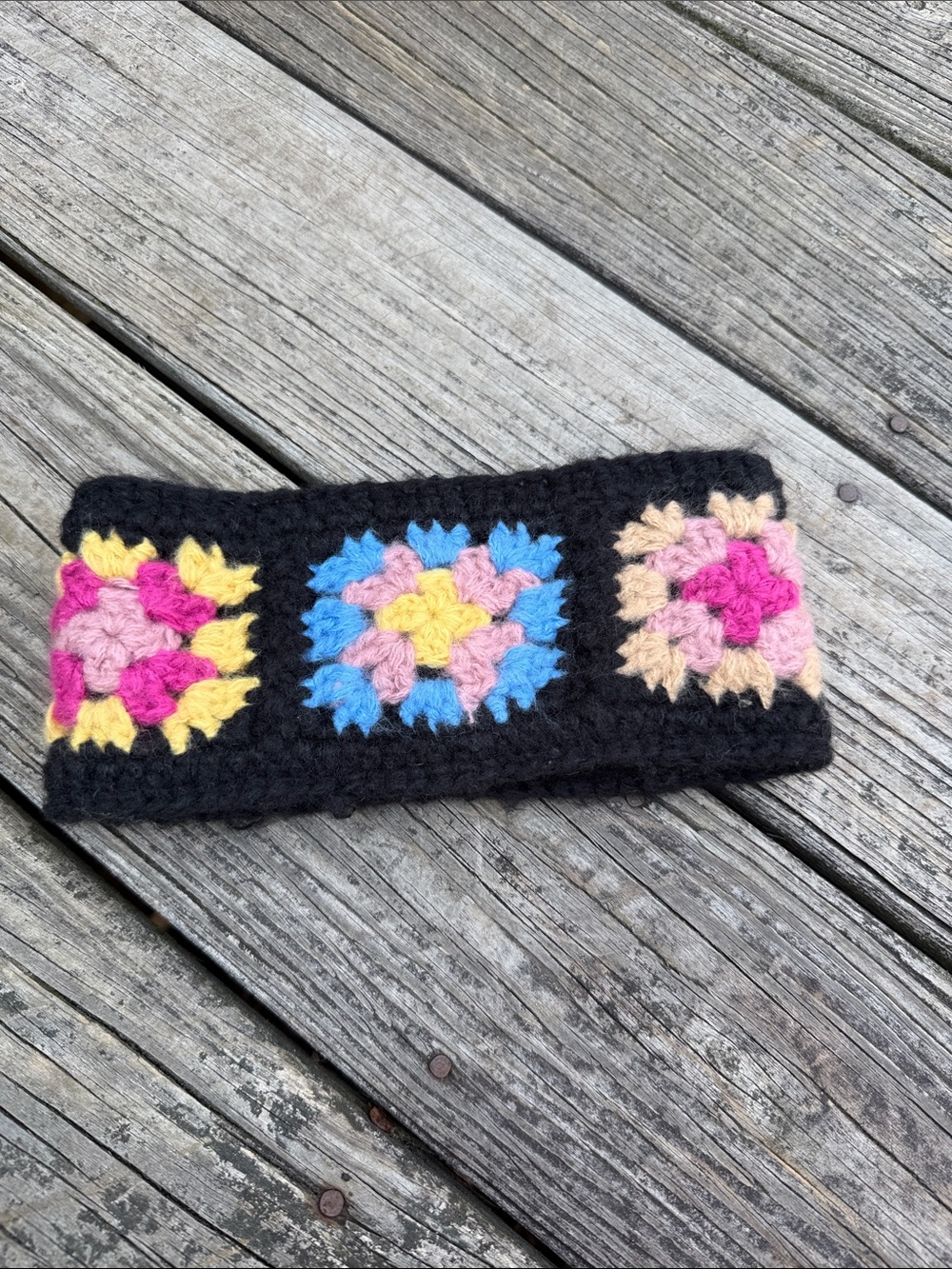 Wild Fable Black Crochet Fleece Headband, one size fits most